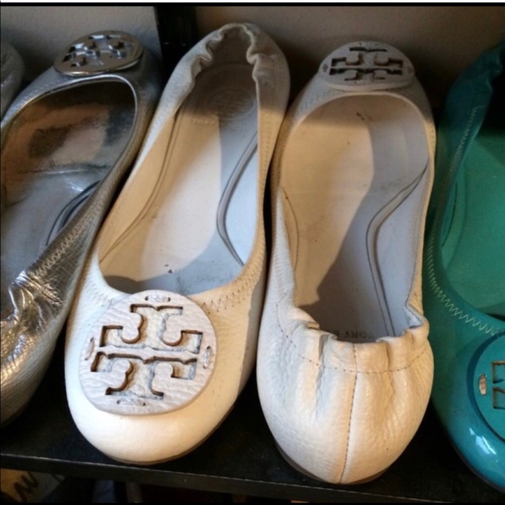 White Tory Burch Reva Flats